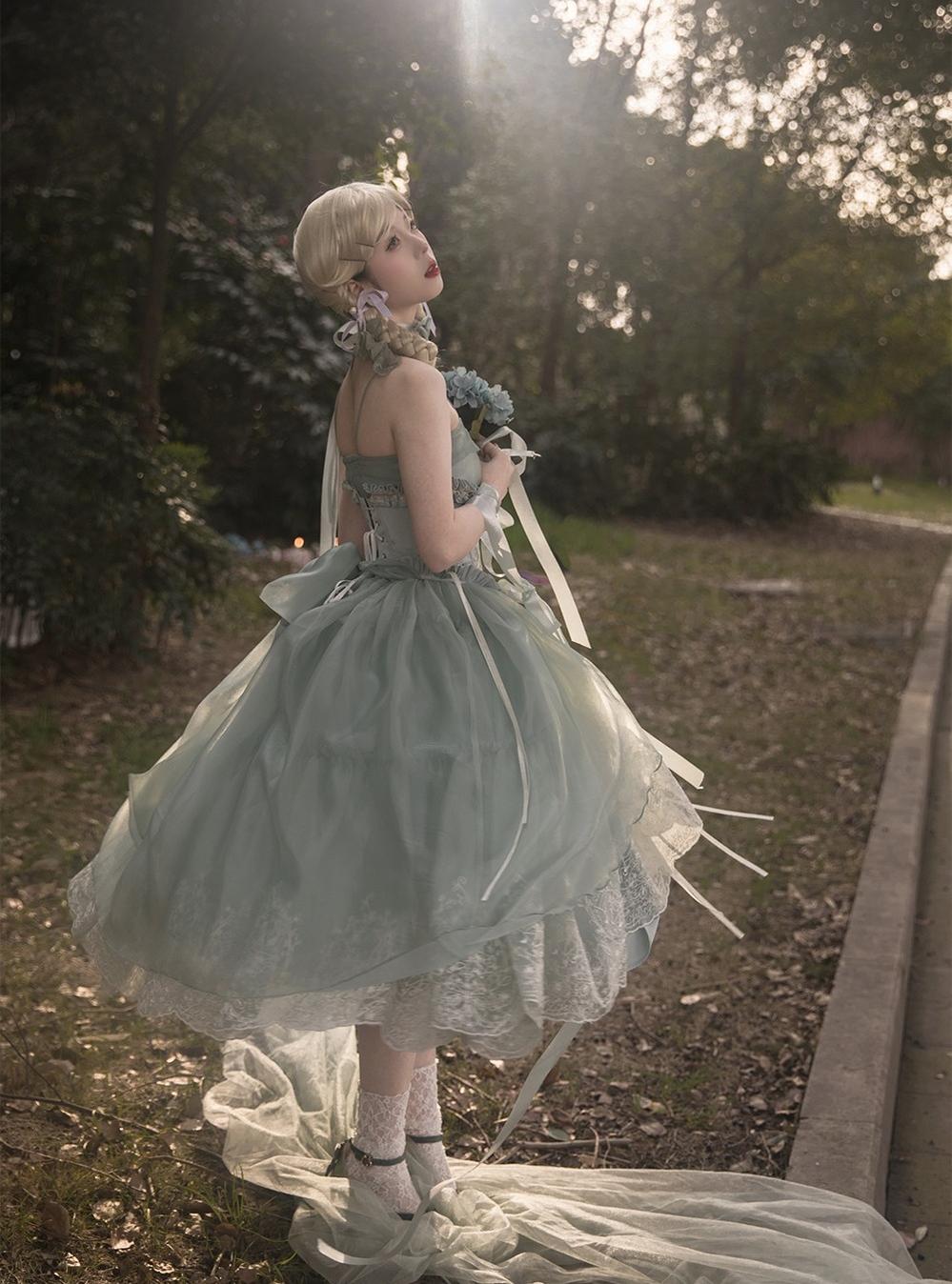 ZJstory - Sonnet Summer - Sweet Lolita Dress Set Embroidery Shirt Tiered Jumper Dress