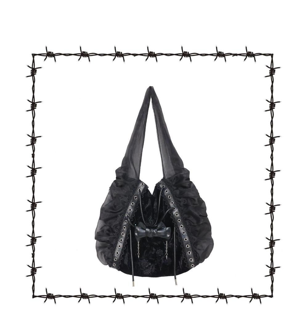Broken bone - Gothic Lolita Black Velvet Shoulder Bag
