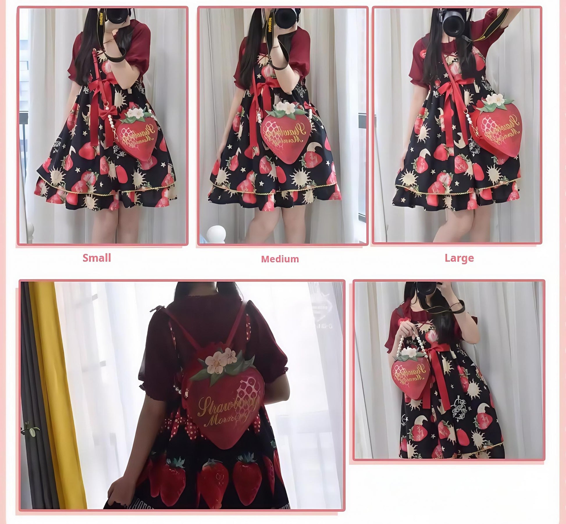 Morning Glory - A Strawberry - Sweet Lolita Crossbody Bag Strawberry Printed Handbag