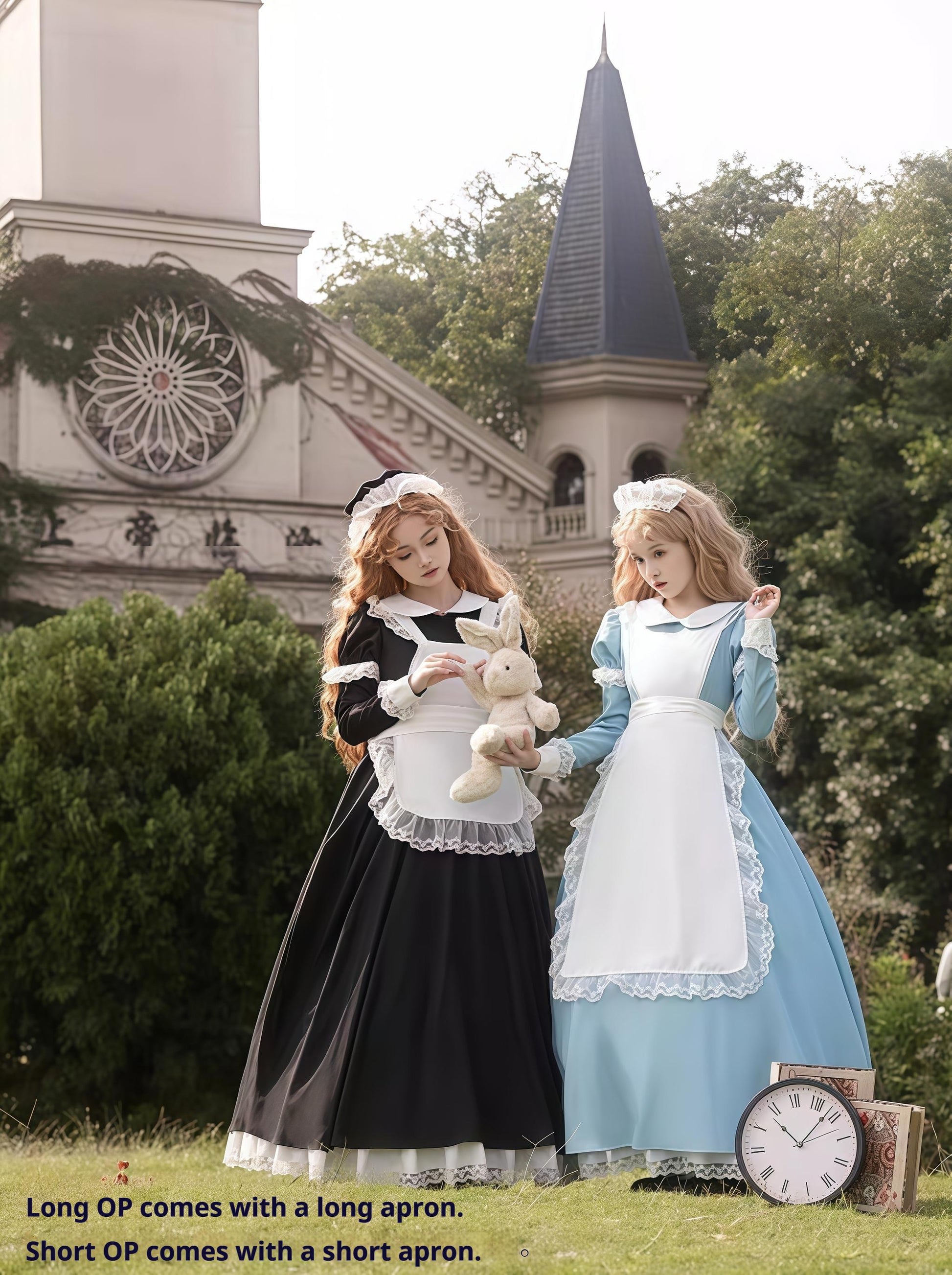 Daydream Whisper - Dream Doll - Plus Size Maid Lolita OP Suit Black and Blue Dress