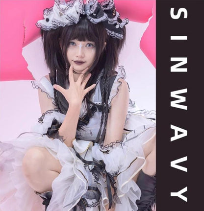 Sinwavy - Gothic Lolita Wig Black Natural Hair With Ponytails & Braids