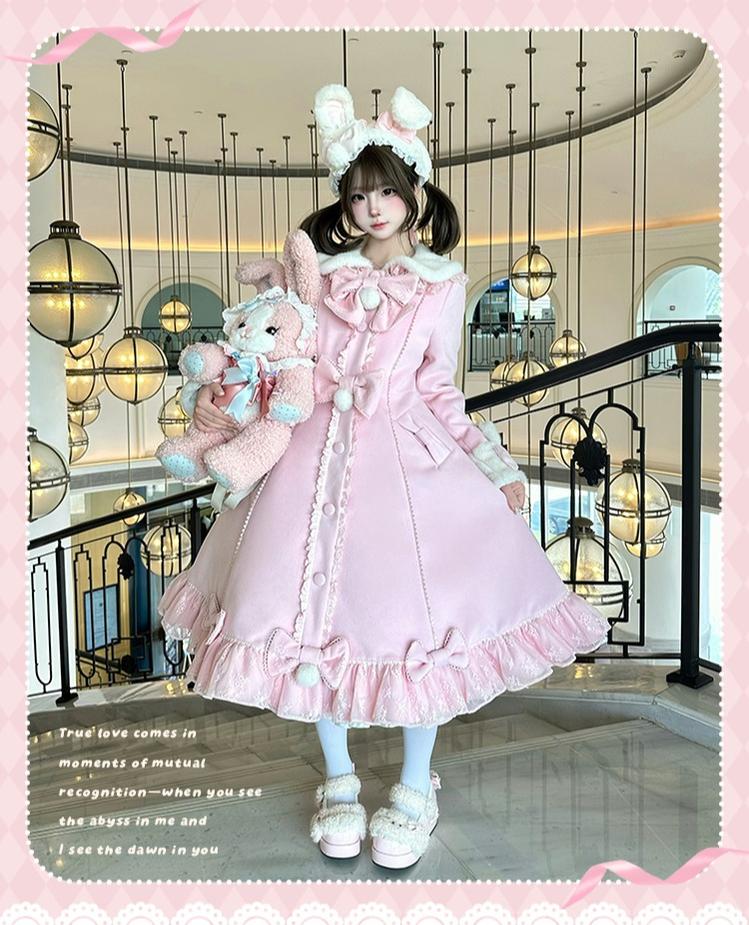 Mengfuzi - Nico Bunny - Winter Sweet Lolita Overcoat, Detachable Cape