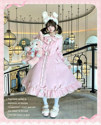 Mengfuzi - Nico Bunny - Winter Sweet Lolita Overcoat, Detachable Cape