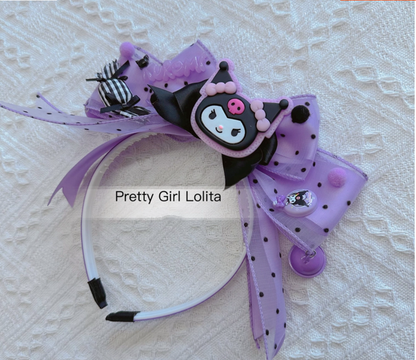 Pretty Girl Lolita - Purple Black Cartoon Kulomi - Kid Lolita Accessory Clips and Cane