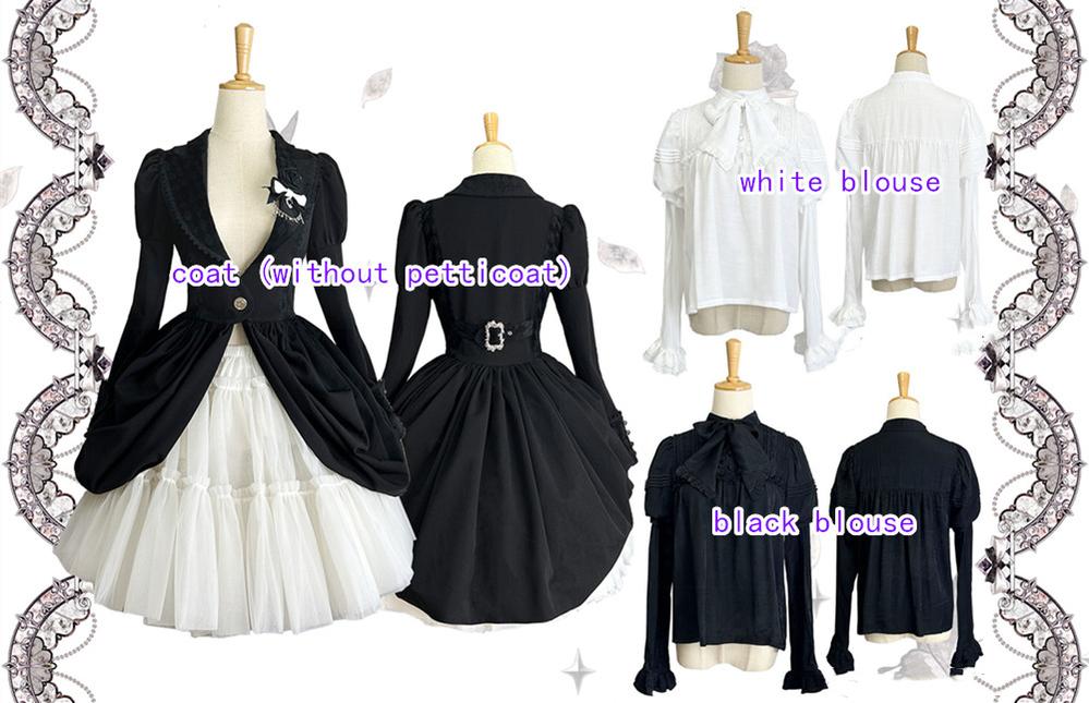 Little Bear - Gothic Lolita Black and White Striped JSK Set