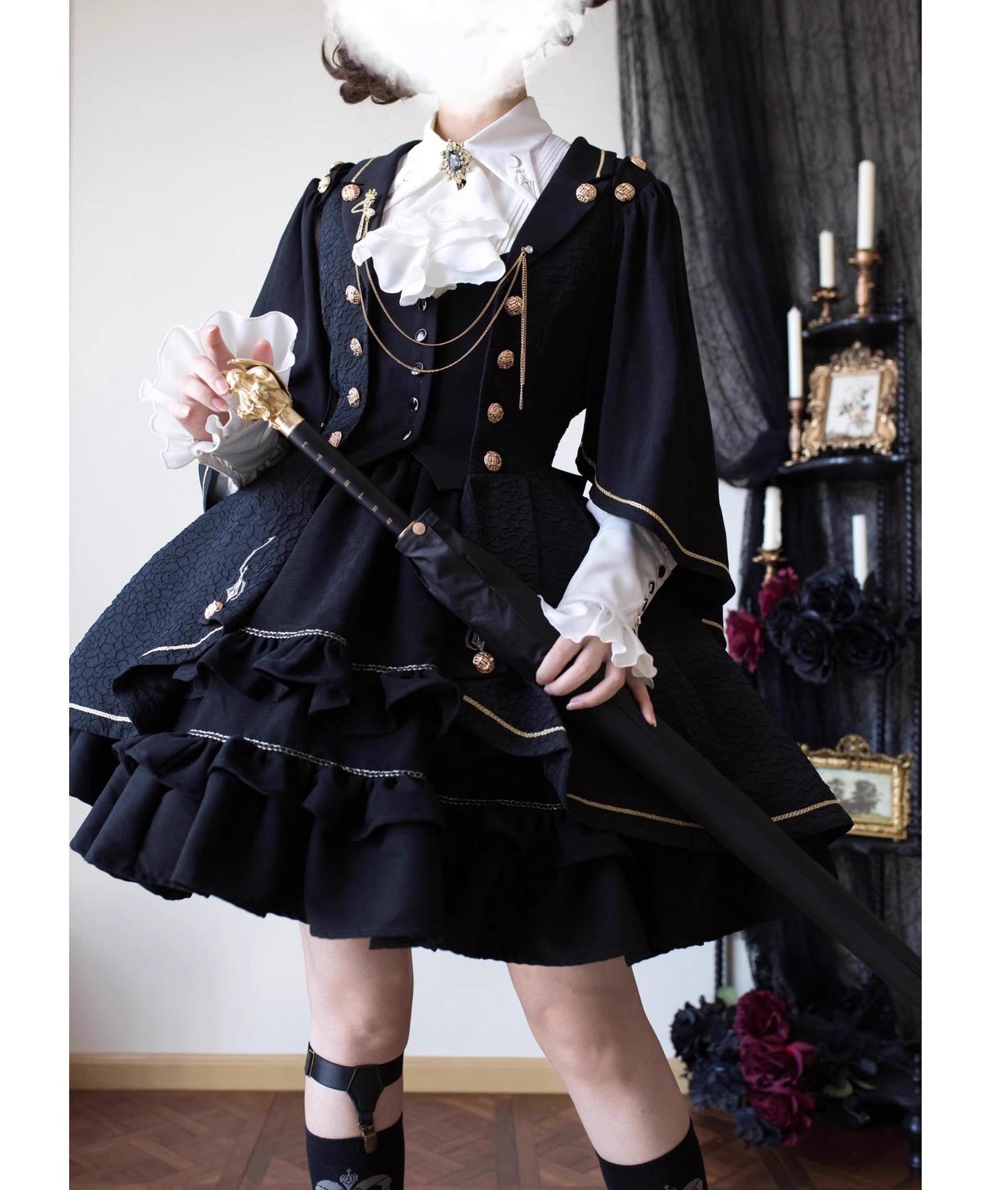 SilentMars - Fallen Moon Rule - Military Lolita Shirt Set Retro Knight Style Blouse
