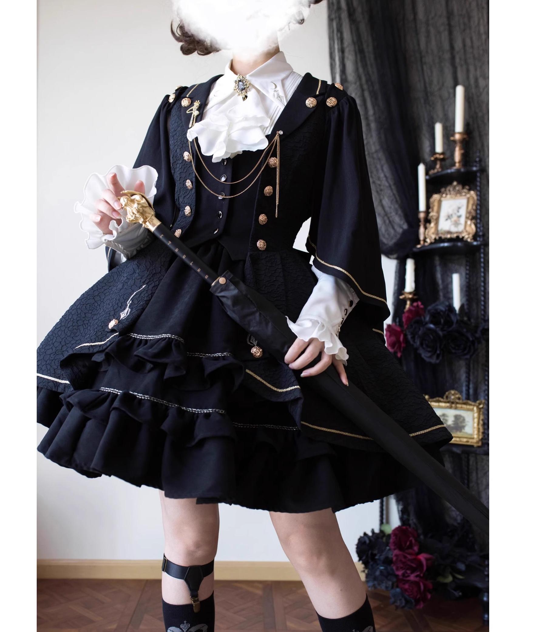SilentMars - Fallen Moon Rule - Military Lolita Shirt Set Retro Knight Style Blouse