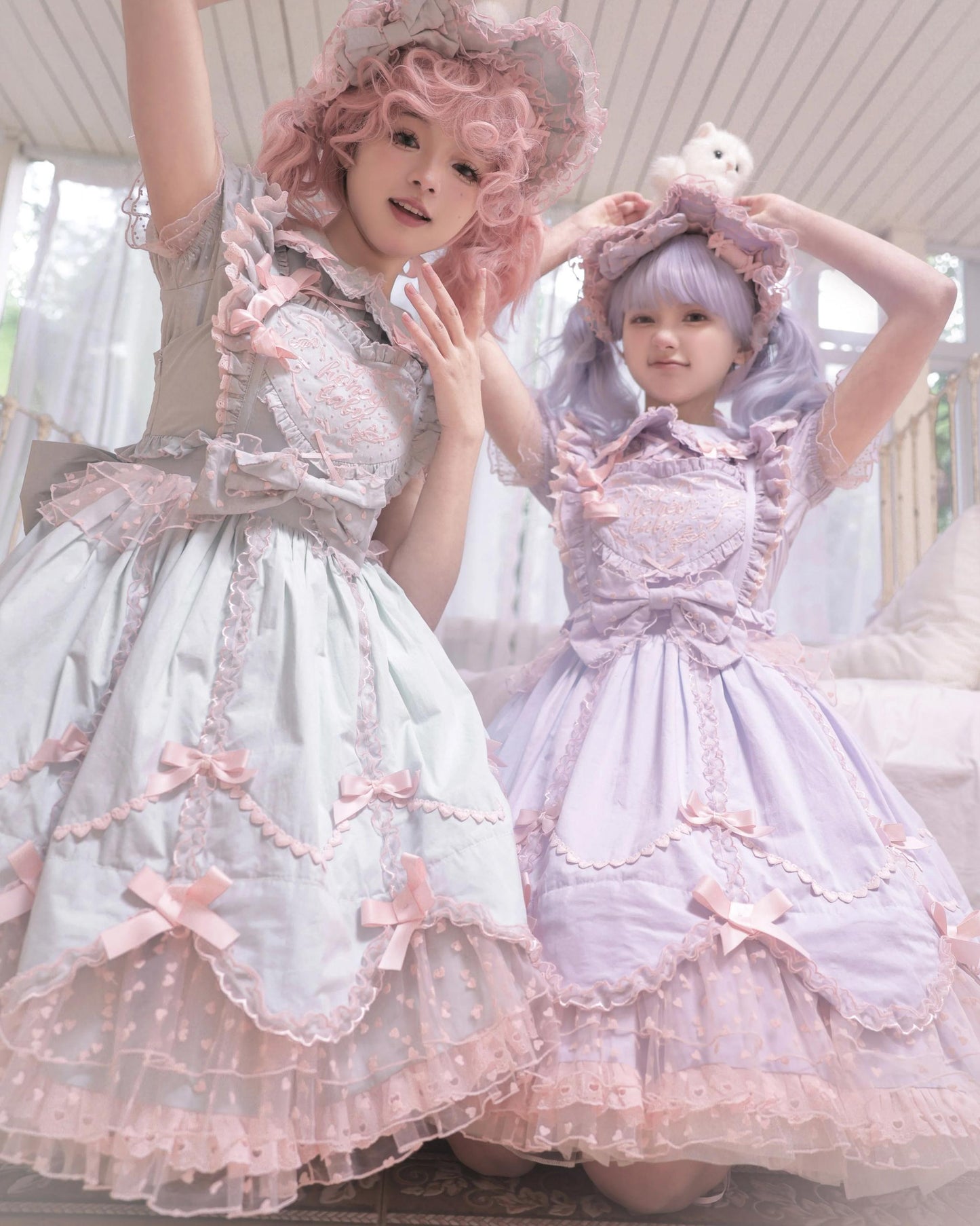 The Seventh Doll - Sweet Diary SP - Vintage Lolita Jumper Dress Petal-like Hem JSK Headdress Set