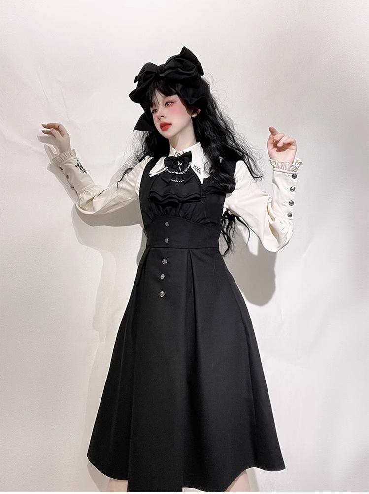 CastleToo - Night Raven Magic - Ouji Lolita Dress Set, Suspender Shorts & Cape