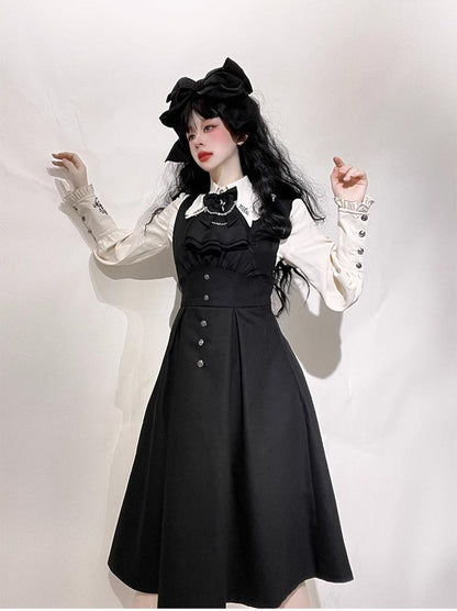 CastleToo - Night Raven Magic - Ouji Lolita Dress Set, Suspender Shorts & Cape