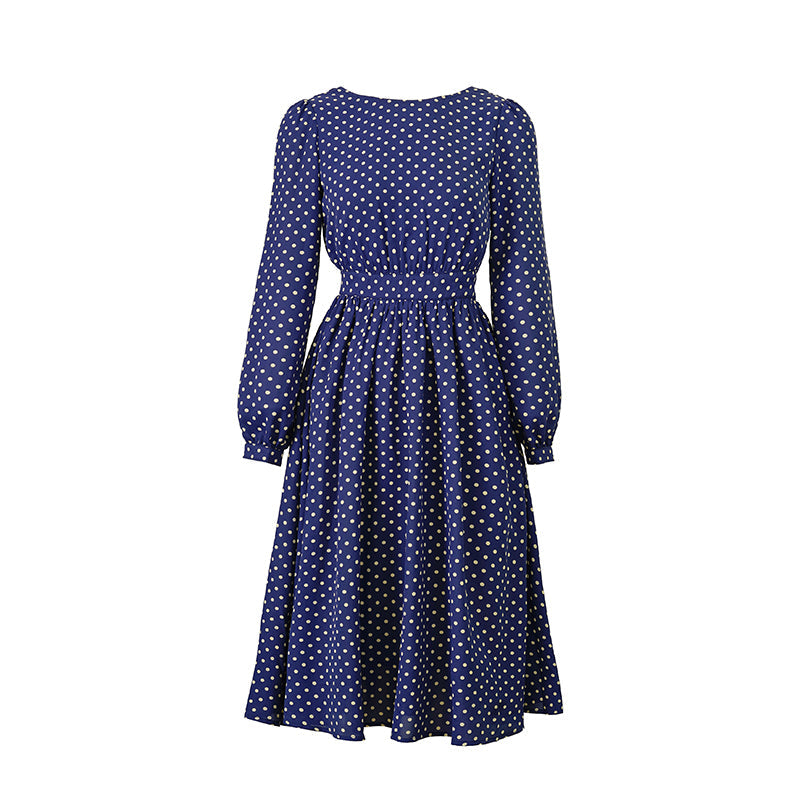 Lapis navy blue polka dot vintage dress