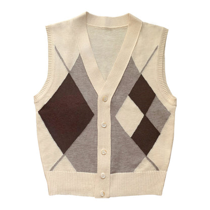 Rhombus Pattern Knit Vest