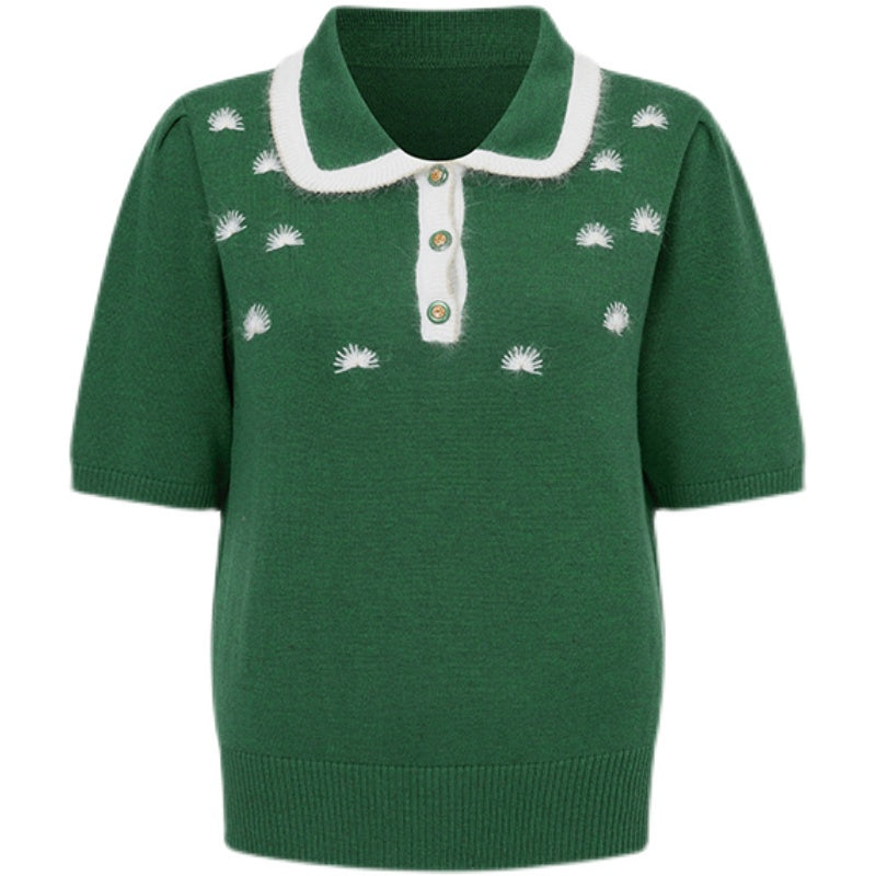 dark green polo knit