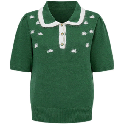 dark green polo knit