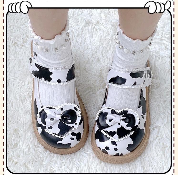 Lixing Luo - Cute Milkmaid Round Toe Multicolor Lolita Shoes