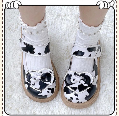 Lixing Luo - Cute Milkmaid Round Toe Multicolor Lolita Shoes