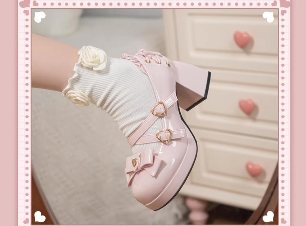 Milk Bun Bunny - Sweet Lolita High Heel Bow Princess Lolita Shoes