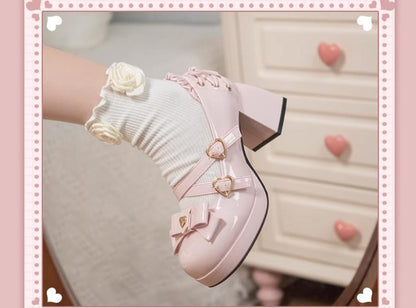 Milk Bun Bunny - Sweet Lolita High Heel Bow Princess Lolita Shoes