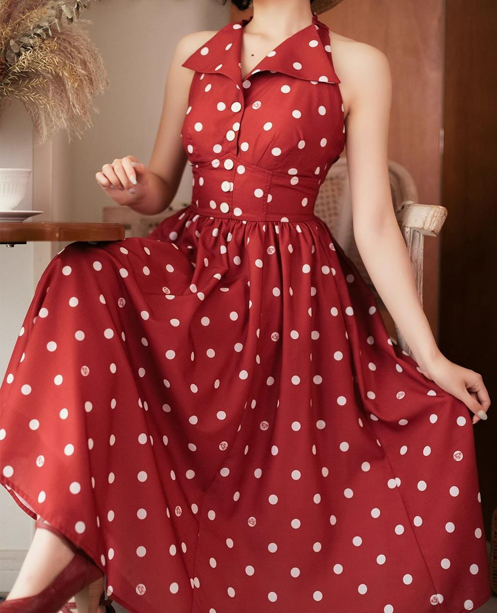 Forest Wardrobe - Afternoon Forest - Vintage Lolita Dress Halter Neck Open Back