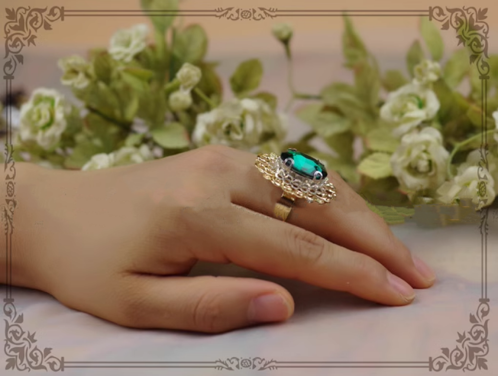 Rose of Sharon - Classical Lolita Gemstone Ring Elegant Vintage Opening Ring