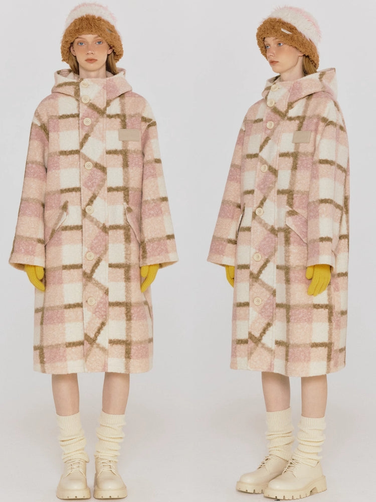 Hooded plaid coat【s0000005070】