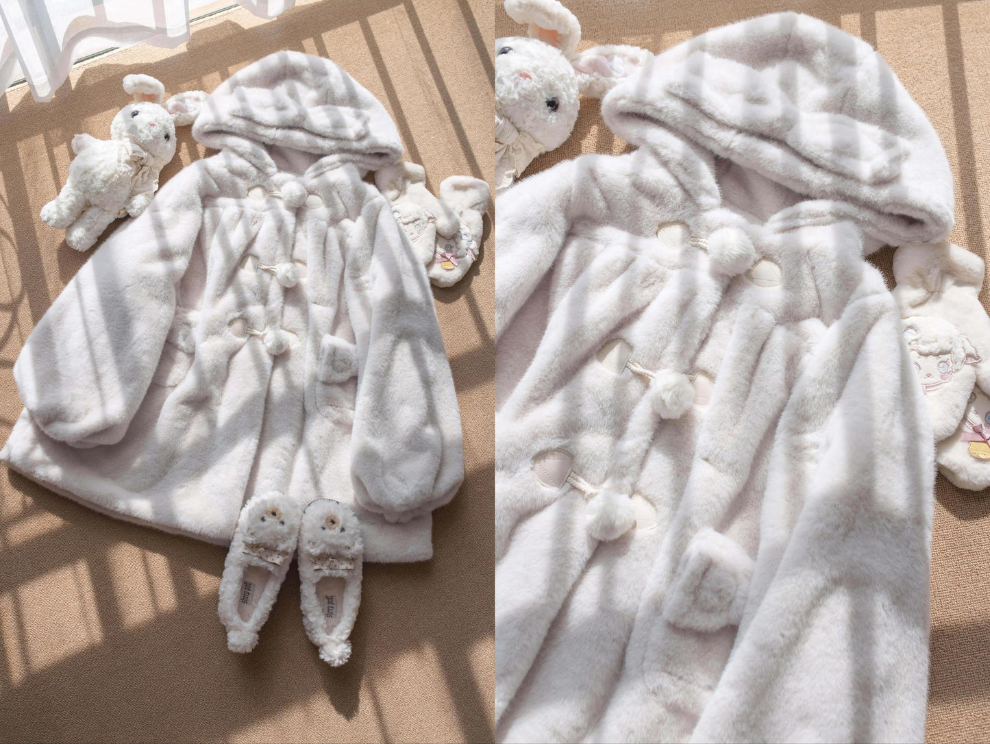 MIST - Cream Cheese - Winter Kawaii Lolita Overcoat Thickened Hooded Loose Outwear