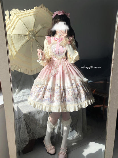 Uncle's Workshop - Angel Lamb - Kawaii Lolita Dress With Side Pockets, Lamb Print
