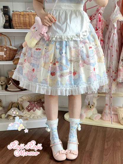 Roji Roji - Kawaii Lolita Mid-Calf Socks, Rabbit Print