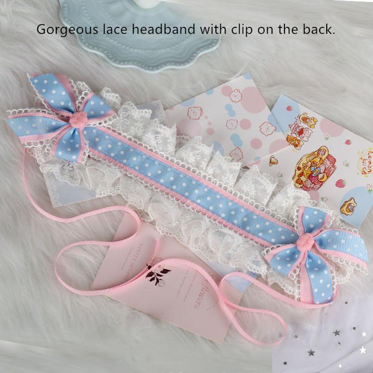 Manmeng - Pink and Blue Sweet Lolita Bow Headwear