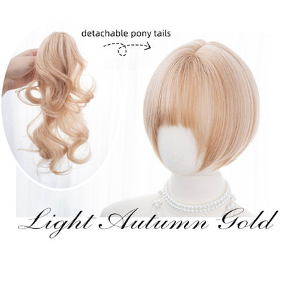 Alicegarden - Doll-like Lolita Bob Wig with Detachable Curly Ponytail