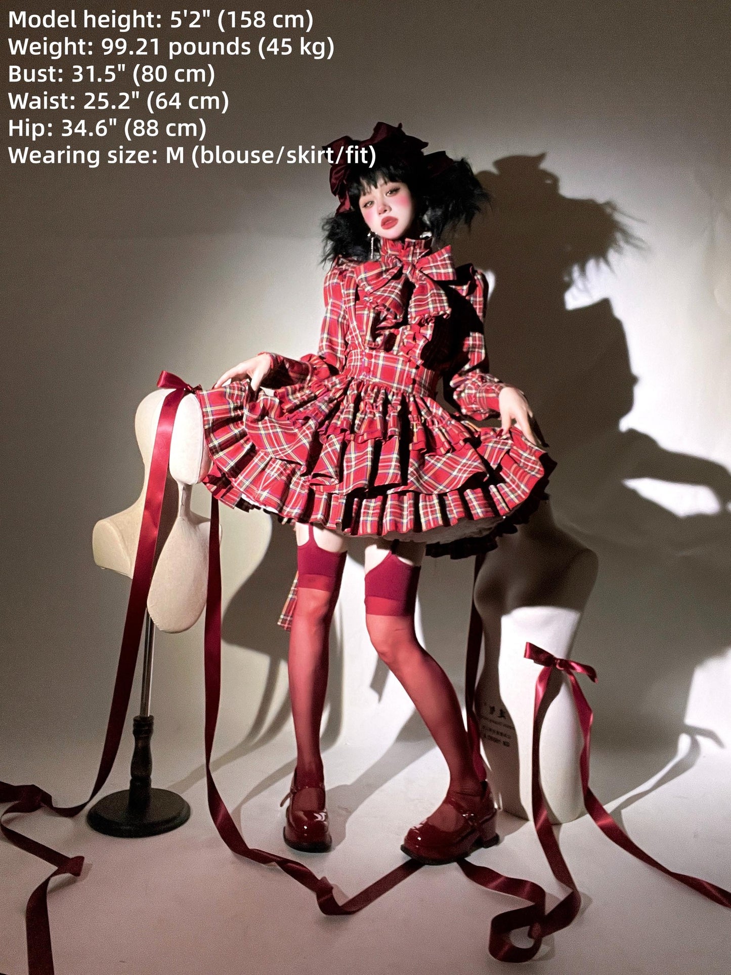 CATCOCOON - Humanoid Gift Box - Christmas Plaid Lolita Blouse & SK