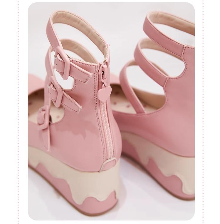 Momo - Bear Birthday Party - Kwaii Lolita Shoes Round Toe Platform Shoes
