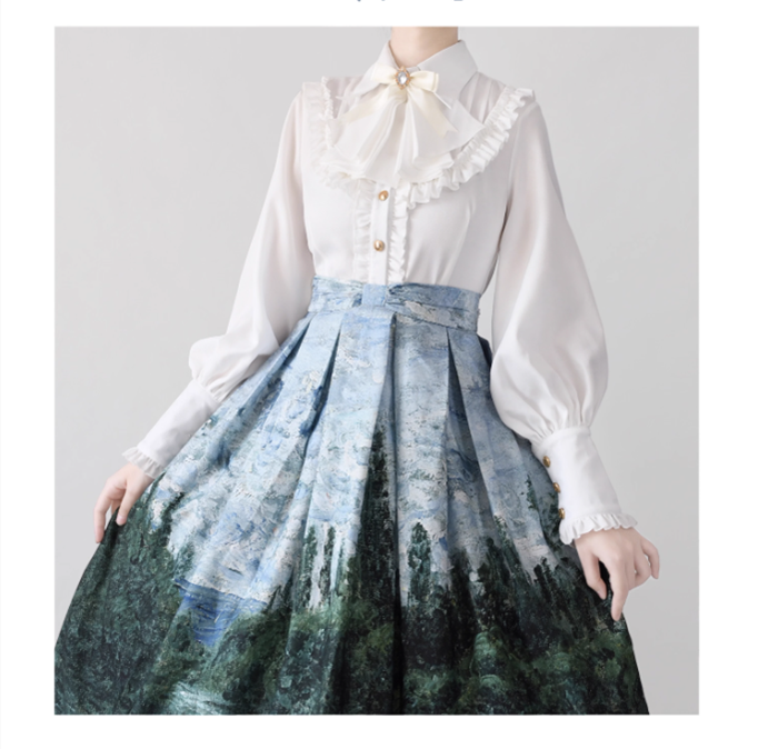 Time Memory - Elegant Lolita Slim Fit Mutton Sleeve Blouse