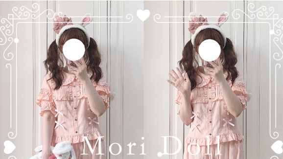 Mori Doll - Kawaii Lolita Rabbit Ears Short Sleeve Shirt Multicolors