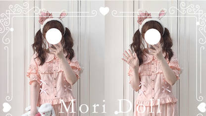Mori Doll - Kawaii Lolita Rabbit Ears Short Sleeve Shirt Multicolors