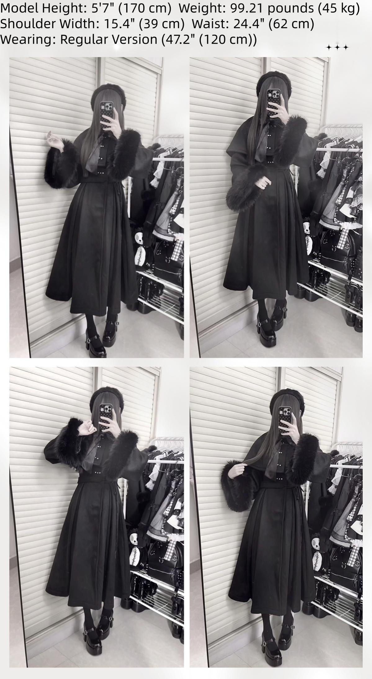 The Original Witch - Silent Hill - Winter Long Gothic Lolita Coat, Detachable Cape