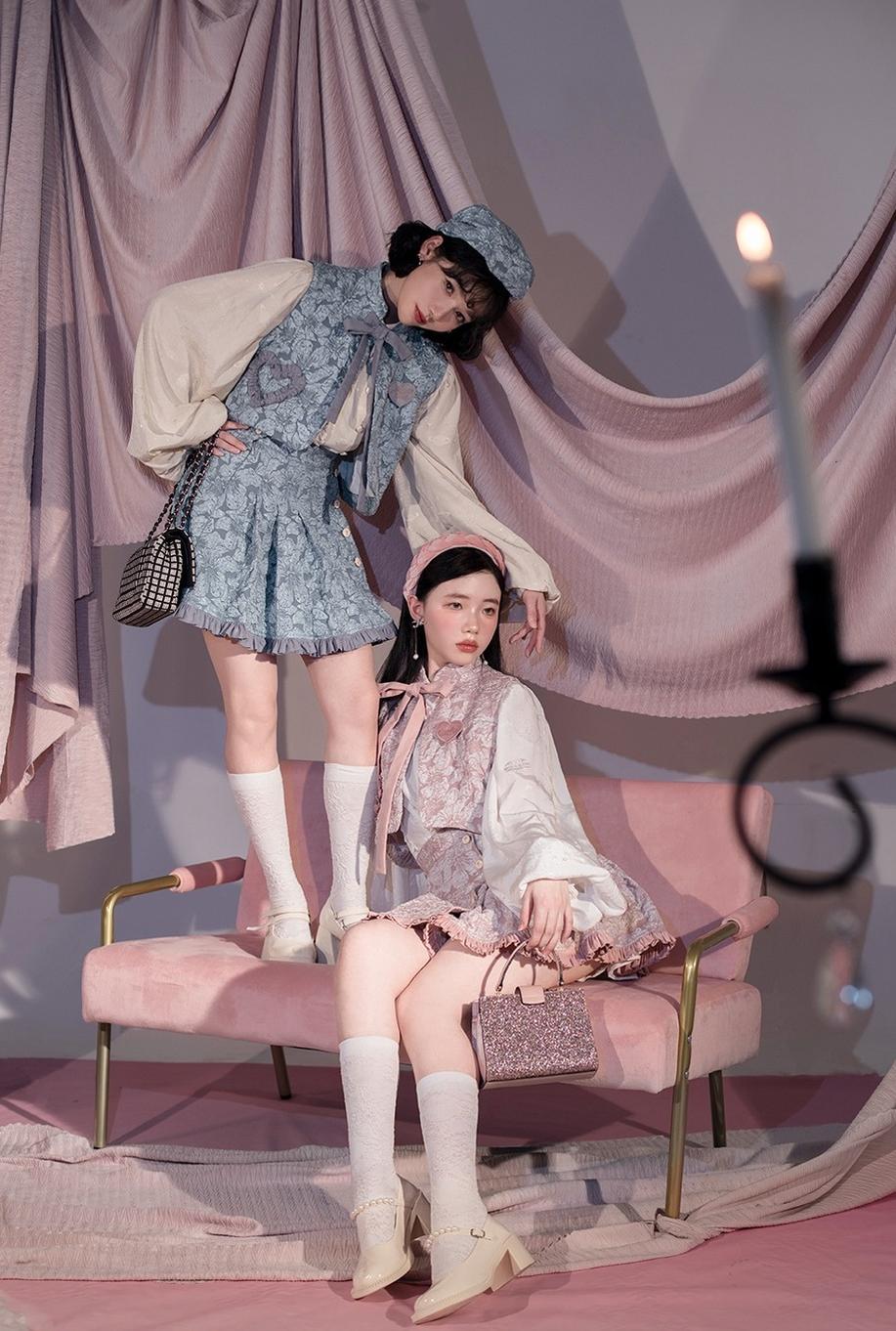 ZJstory - Gilded Age - Vintage Lolita Vest Suit Oil Painting Style Skirt Coat