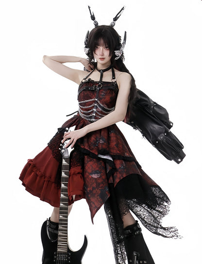 YingLuoFu - Bleeding Strawberry - Gothic Lolita JSK Dress With Jacket/Rib Chain Accessory