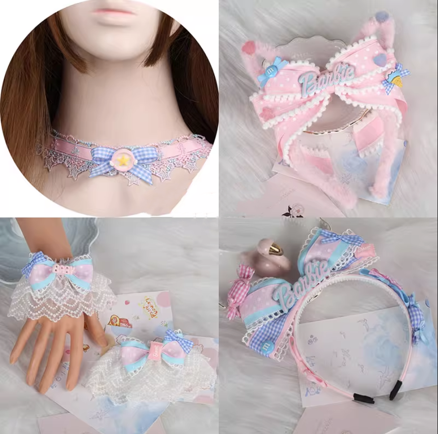 Manmeng - Pink and Blue Sweet Lolita Bow Headwear
