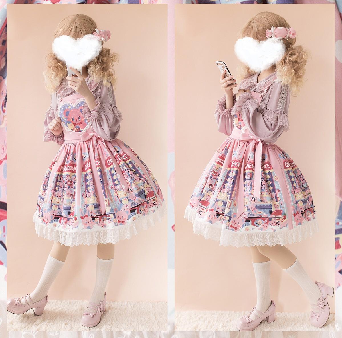 Chemical Romance - Sweetheart Doll Machine - Sweet Lolita Printed Salopette