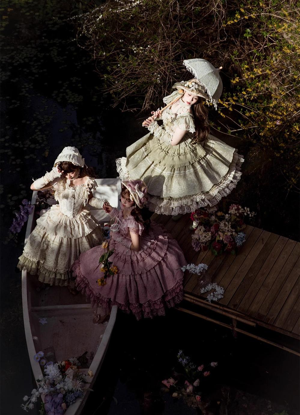 ZJstory - 14-line Poem Set - Classic Lolita Separate Dress Set Tiered Ruffles Skirt