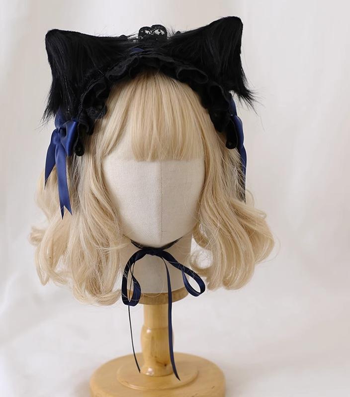 Xiaogui - Gothic Lolita Headband Cat Ear Hairpin