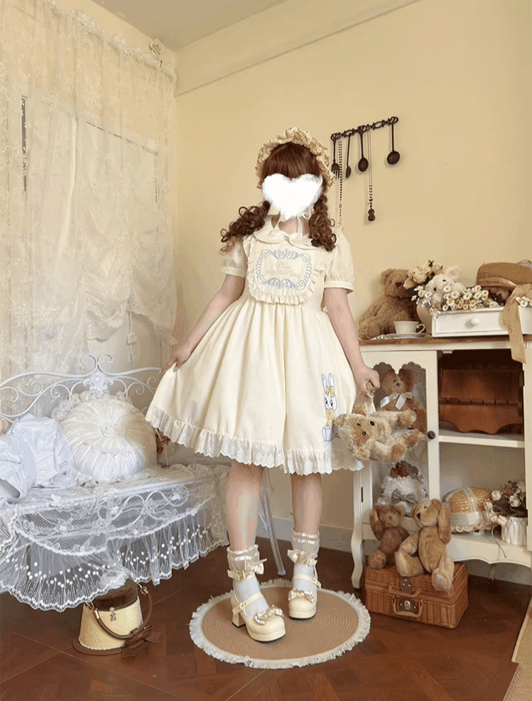 Niu Niu - Sweet Dream Bunny - Plus Size Kawaii Lolita Apricot OP