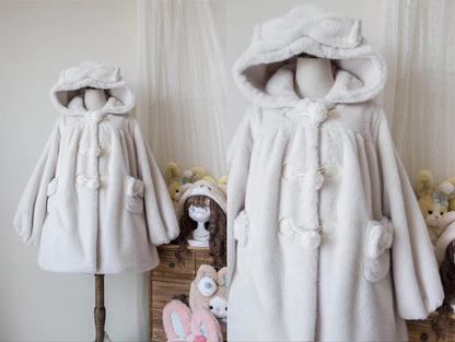 MIST - Cream Cheese - Winter Kawaii Lolita Overcoat Thickened Hooded Loose Outwear