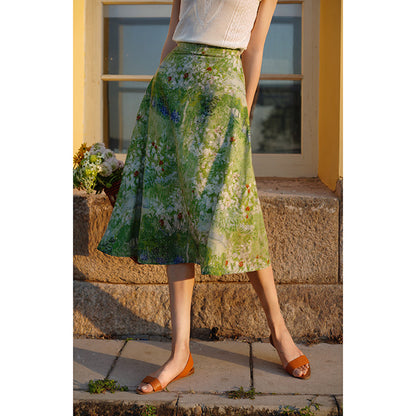 Garden oil painting wrap skirt