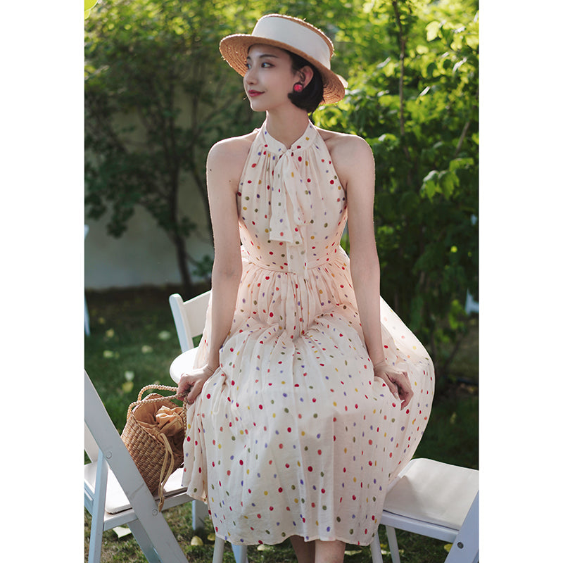 Polka dot tea party sleeveless dress