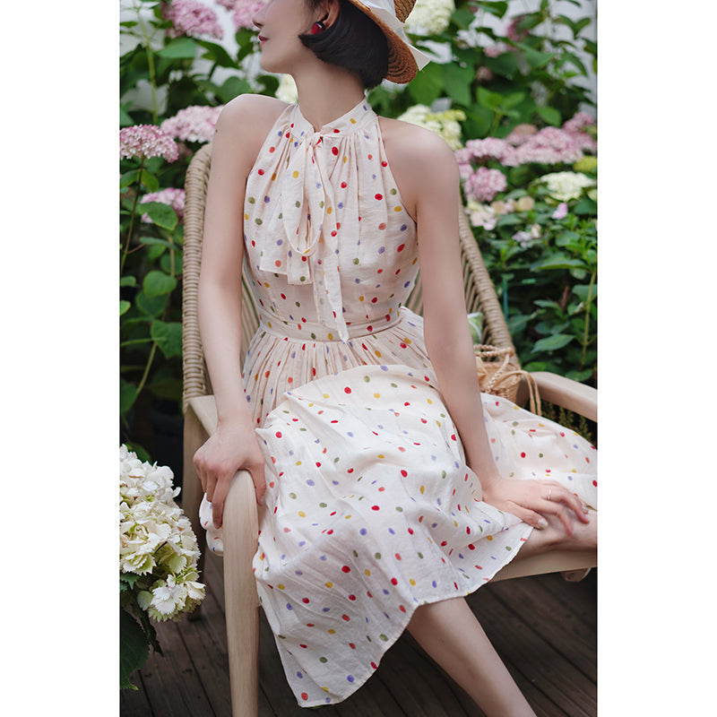 Polka dot tea party sleeveless dress