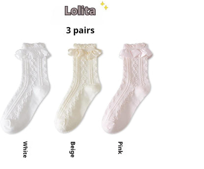 JingChi - Sweet Lolita Socks Women's Multicolor JK Mid-Calf Socks