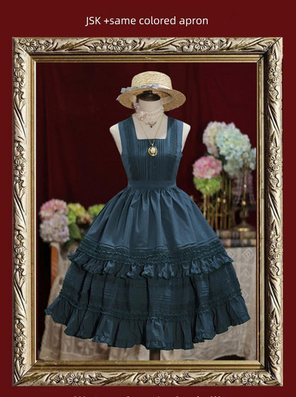 Tiny Garden - Nocturne Reminiscence - Elegant Lolita JSK Dress Multi-Wear Apron Dress Set