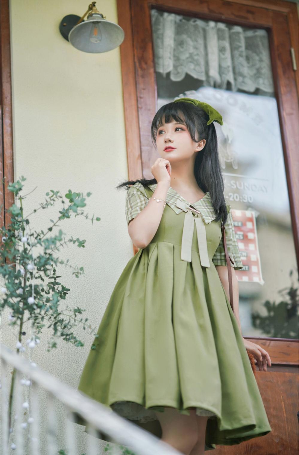 EESSILY - Macaron Waffle - Kawaii Lolita Short Sleeve Summer OP